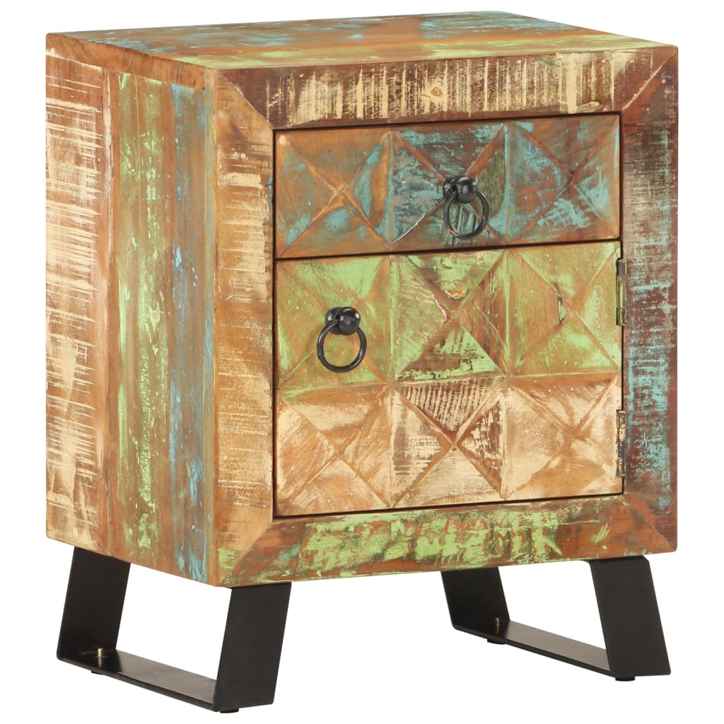 vidaXL Bedside Cabinet 40x30x50 cm Solid Reclaimed Wood - Multicolour