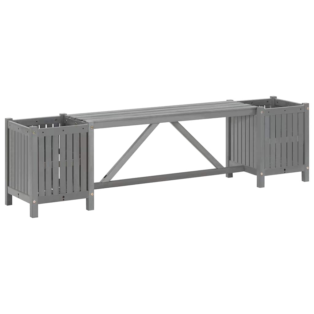 vidaXL Garden Bench | Grey | Solid acacia wood | 150 cm | Planters - 150 x 30 x 40 cm