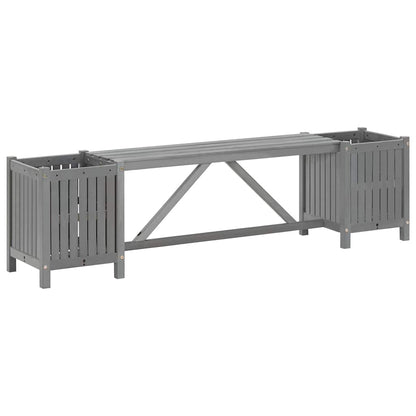 vidaXL Garden Bench | Grey | Solid acacia wood | 150 cm | Planters - 150 x 30 x 40 cm