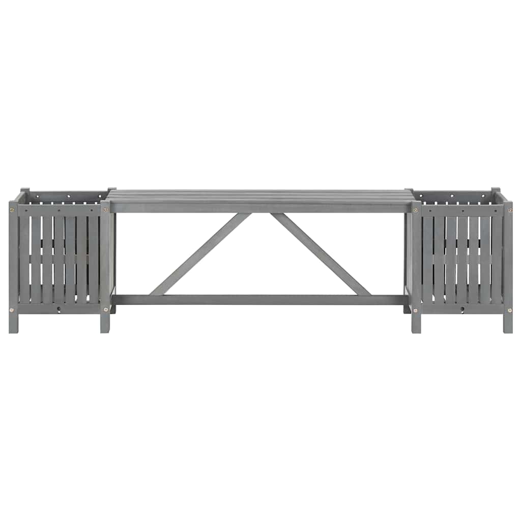 vidaXL Garden Bench | Grey | Solid acacia wood | 150 cm | Planters - 150 x 30 x 40 cm