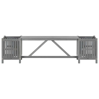 vidaXL Garden Bench | Grey | Solid acacia wood | 150 cm | Planters - 150 x 30 x 40 cm