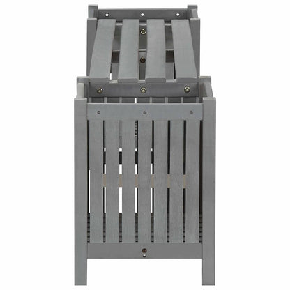 vidaXL Garden Bench | Grey | Solid acacia wood | 150 cm | Planters - 150 x 30 x 40 cm