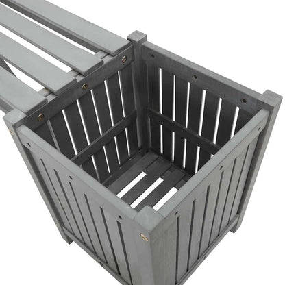 vidaXL Garden Bench | Grey | Solid acacia wood | 150 cm | Planters - 150 x 30 x 40 cm