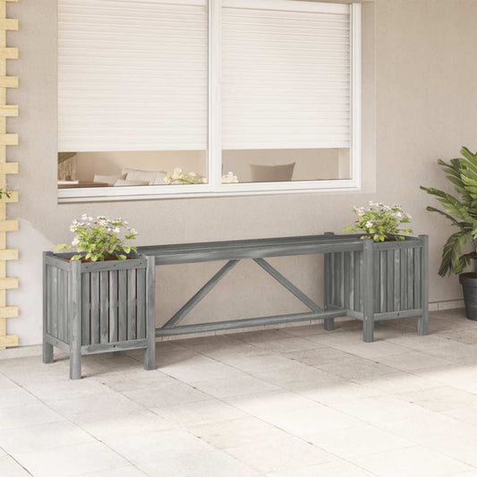 vidaXL Garden Bench | Grey | Solid acacia wood | 150 cm | Planters - 150 x 30 x 40 cm