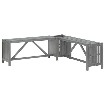 vidaXL Garden Bench | Grey | Solid Acacia wood | Medium | Garden Bench | Rustic - 117 x 117 x 40 cm