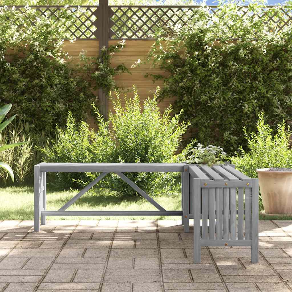 vidaXL Garden Bench | Grey | Solid Acacia wood | Medium | Garden Bench | Rustic - 117 x 117 x 40 cm