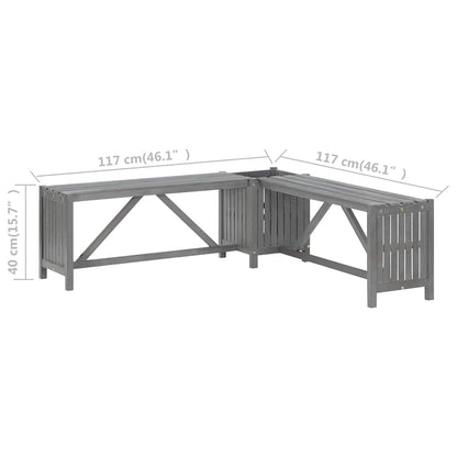 vidaXL Garden Bench | Grey | Solid Acacia wood | Medium | Garden Bench | Rustic - 117 x 117 x 40 cm