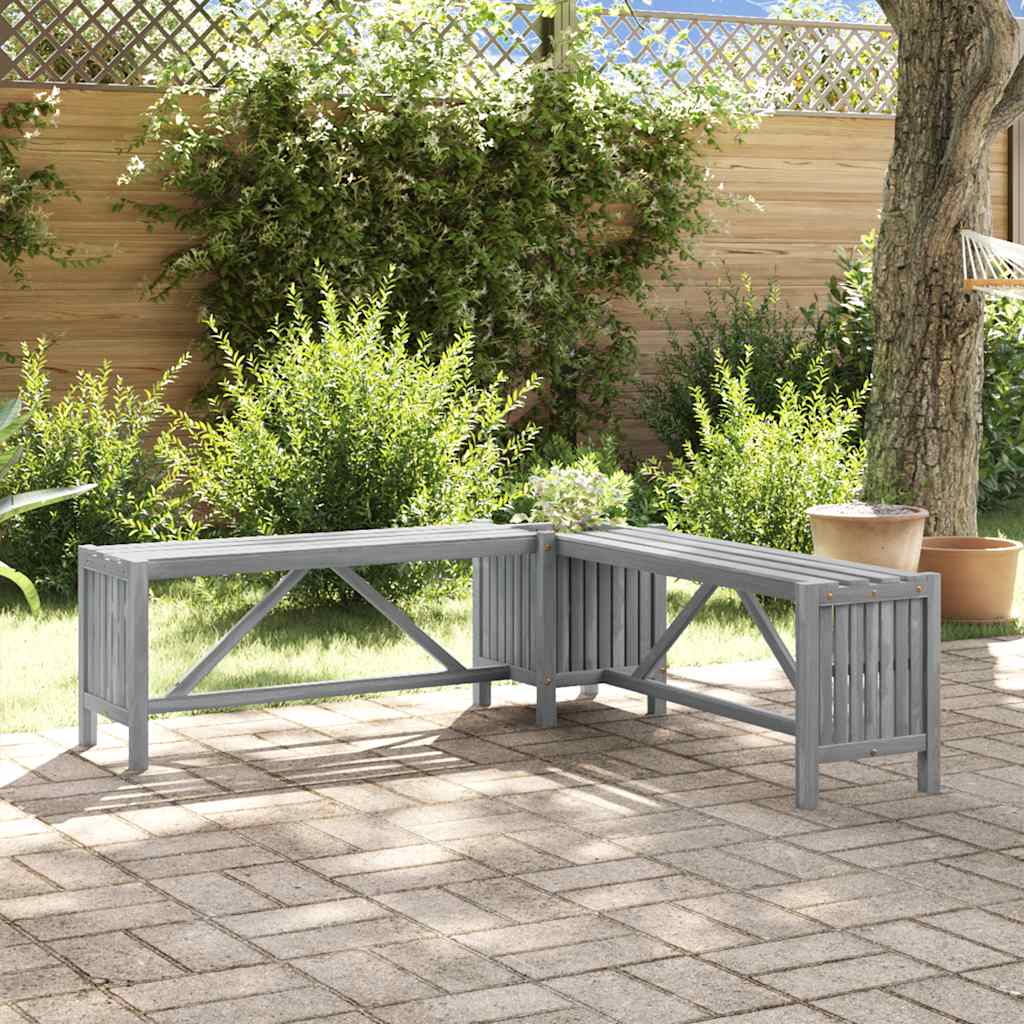 vidaXL Garden Bench | Grey | Solid Acacia wood | Medium | Garden Bench | Rustic - 117 x 117 x 40 cm