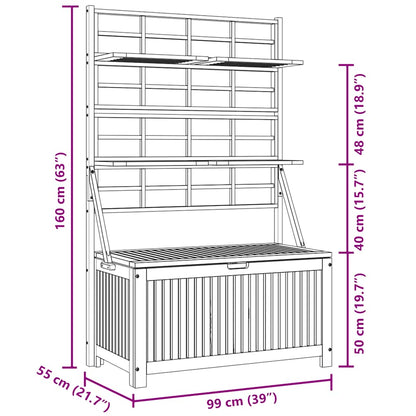vidaXL Storage Box with Trellis 99x55x160 cm Solid Acacia Wood - Brown