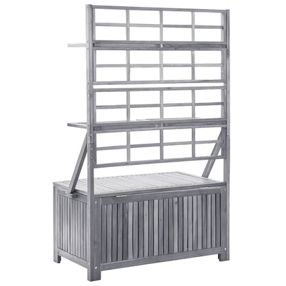 vidaXL Storage Box with Trellis Grey 99x55x160 cm Solid Acacia Wood