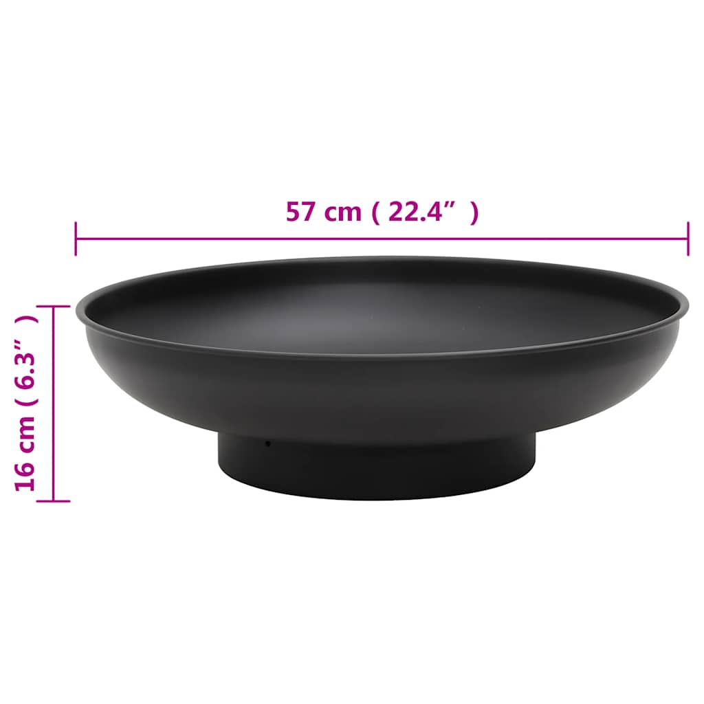 vidaXL Fire Pit 57 cm Steel - Black - Φ 57 x 16 cm
