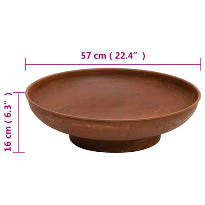 vidaXL Fire Pit 57 cm Steel - Brown - Φ 57 x 16 cm