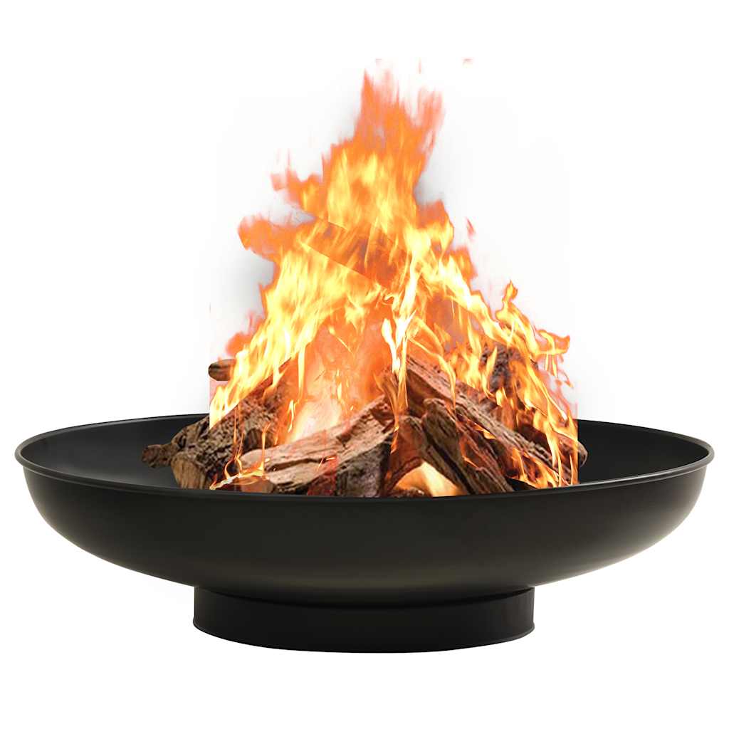vidaXL Fire Pit 80 cm Steel - Black - Φ 80 x 20 cm