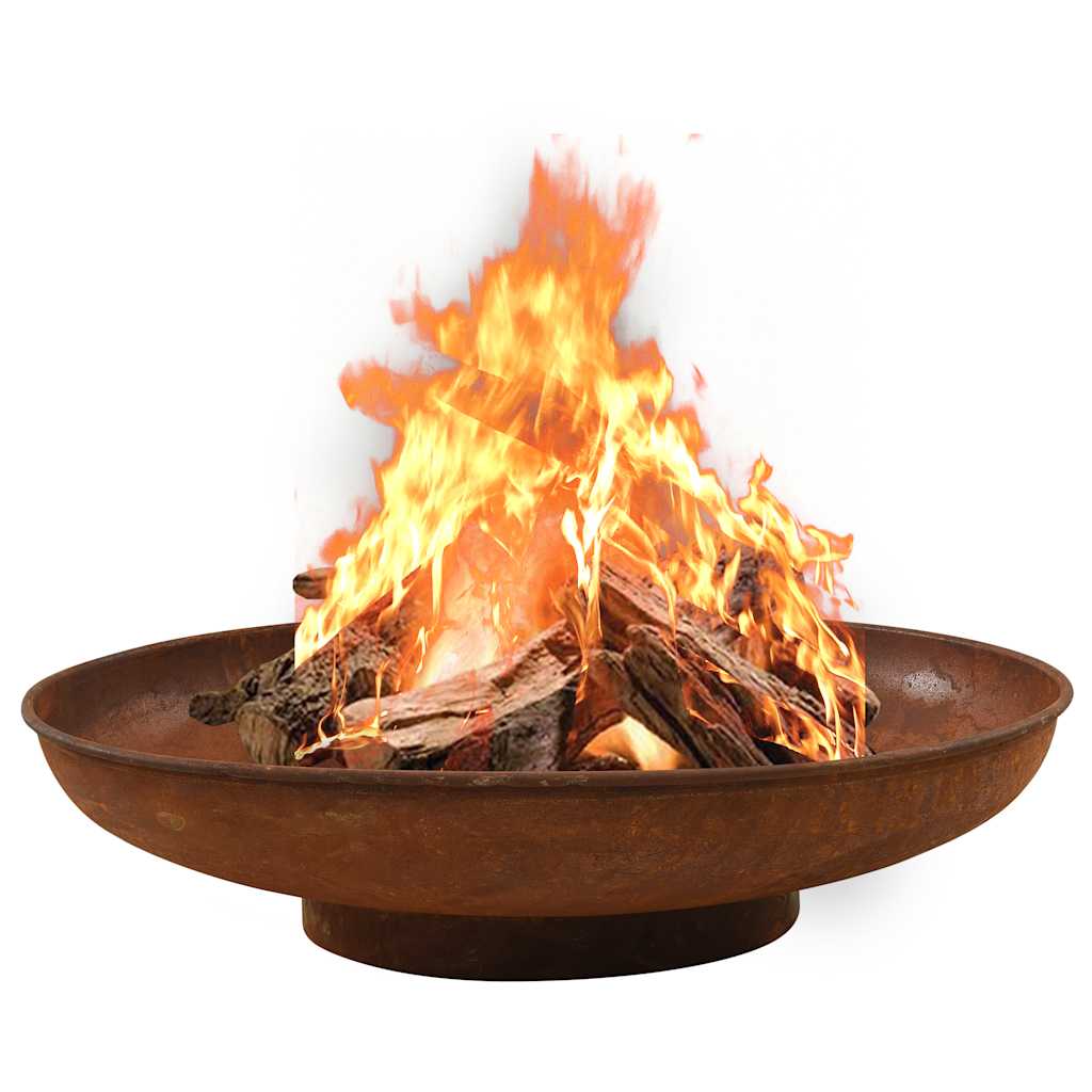vidaXL Fire Pit 80 cm Steel - Brown - Φ 80 x 20 cm