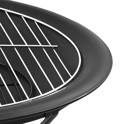 vidaXL 2-in-1 Fire Pit and BBQ with Poker 56x56x49 cm Steel - Black