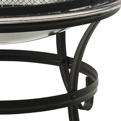vidaXL 2-in-1 Fire Pit and BBQ with Poker 56x56x49 cm Stainless Steel - Silver - 10586