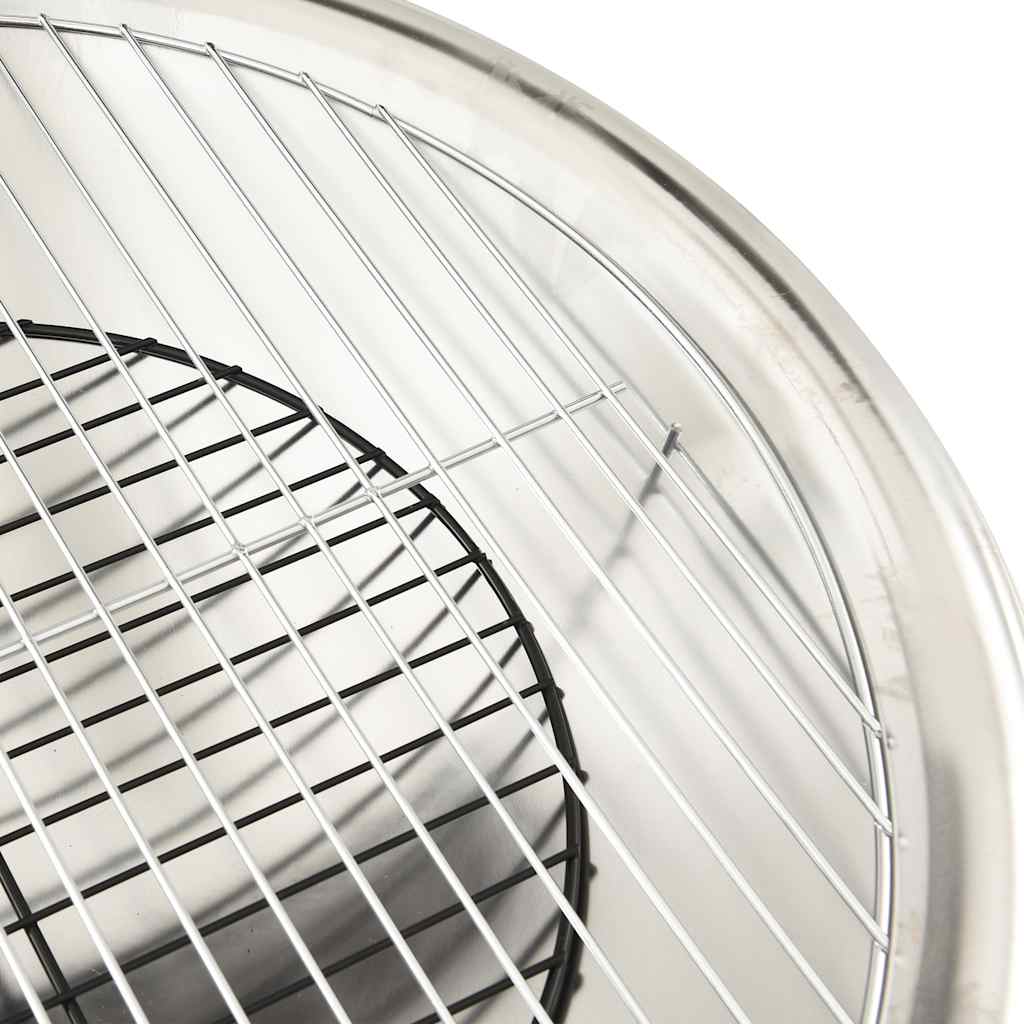 vidaXL 2-in-1 Fire Pit and BBQ with Poker 56x56x49 cm Stainless Steel - Silver - 10586