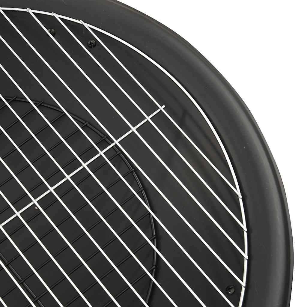 vidaXL 2-in-1 Fire Pit and BBQ with Poker 56x56x49 cm Steel - Black - 10543