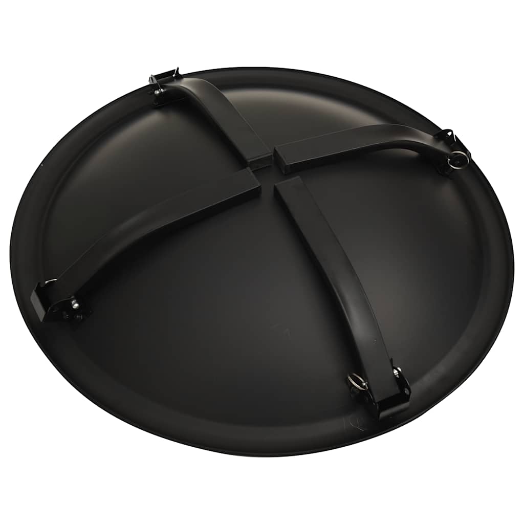 vidaXL 2-in-1 Fire Pit and BBQ with Poker 56x56x49 cm Steel - Black - 10543