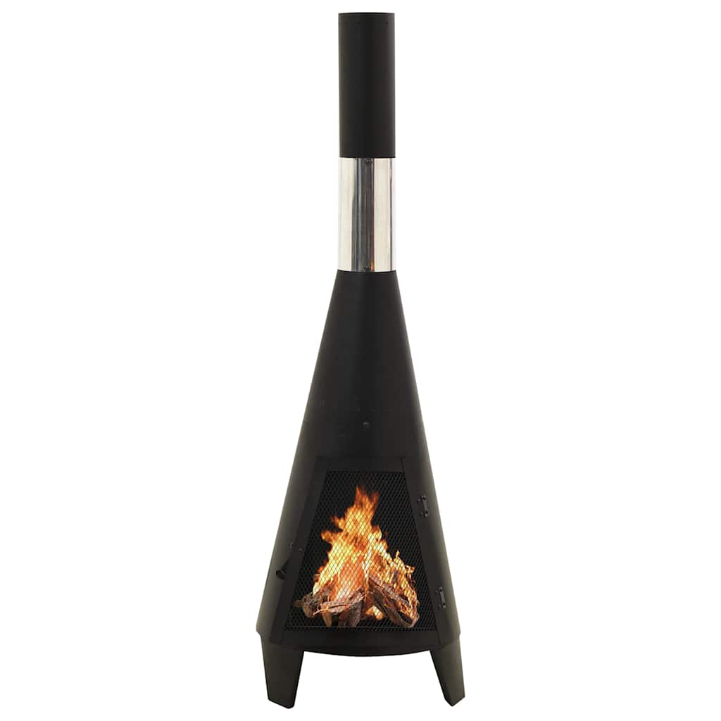 vidaXL Garden Stove with Poker 38x38x122 cm Steel - Black