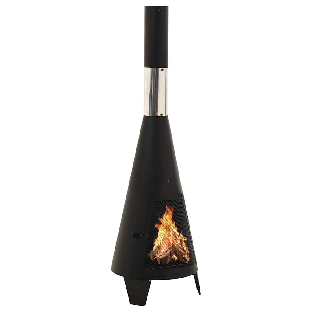 vidaXL Garden Stove with Poker 38x38x122 cm Steel - Black