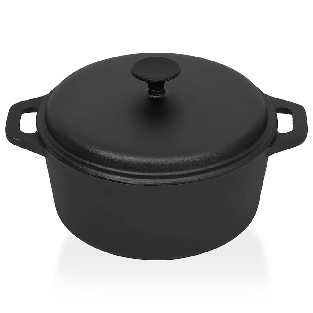 313362 vidaXL Pot Ø26,5 cm Cast Iron - Black - 26.5 x 26.5 x 18 cm