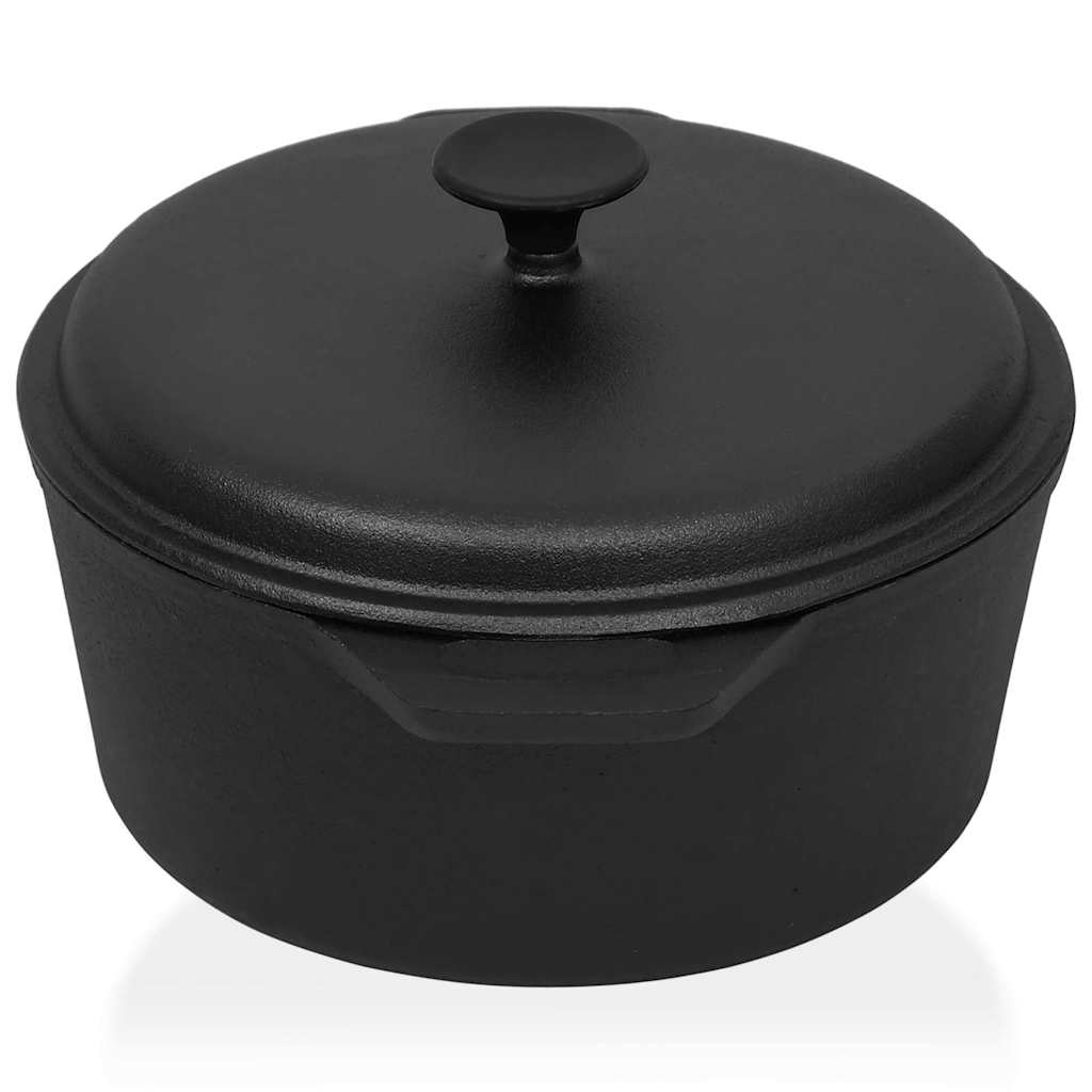 313362 vidaXL Pot Ø26,5 cm Cast Iron - Black - 26.5 x 26.5 x 18 cm