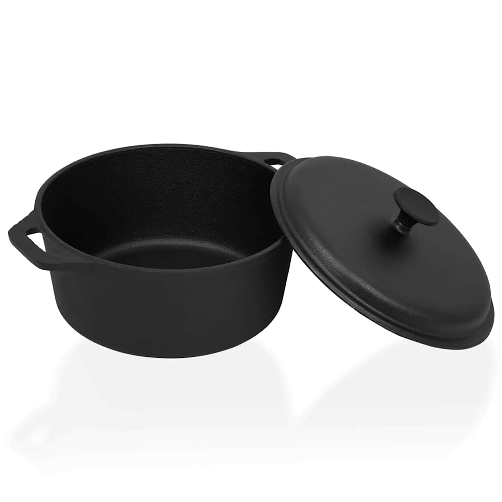 313362 vidaXL Pot Ø26,5 cm Cast Iron - Black - 26.5 x 26.5 x 18 cm