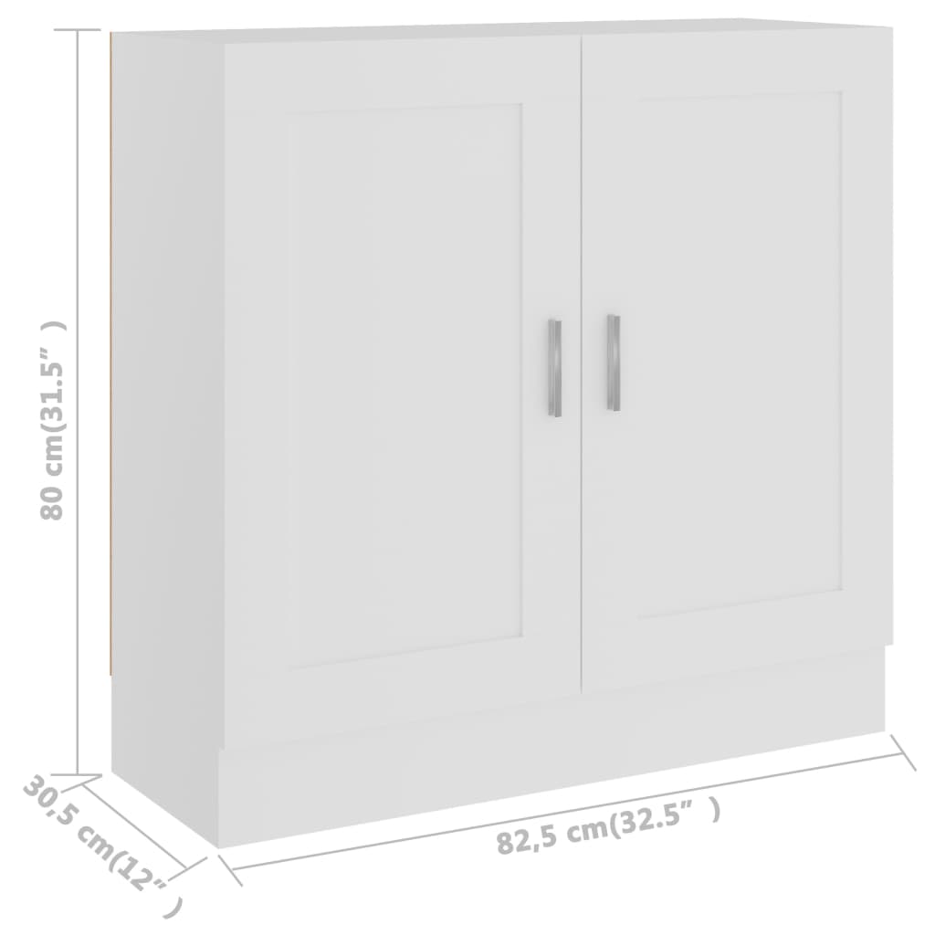 vidaXL Book Cabinet White 82,5x30,5x80 cm Engineered Wood