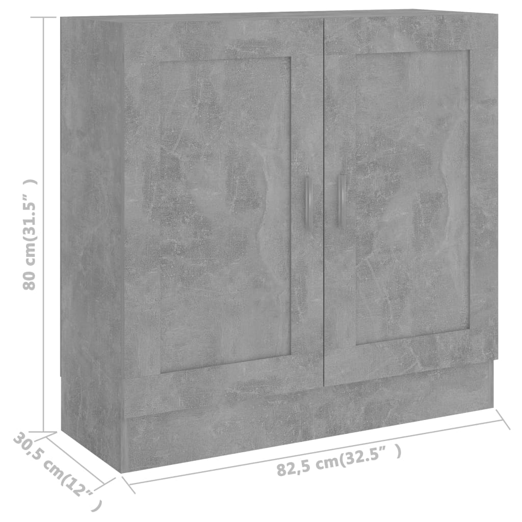vidaXL Book Cabinet Concrete Grey 82,5x30,5x80 cm Engineered Wood