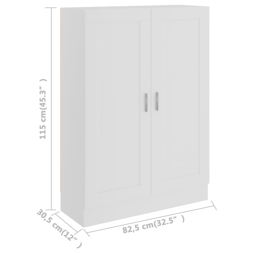 vidaXL Book Cabinet White 82,5x30,5x115 cm Engineered Wood
