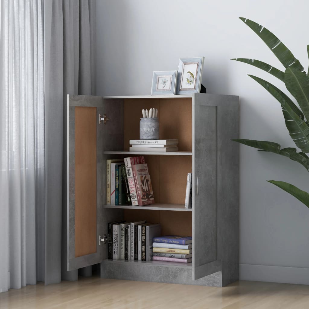 802718 vidaXL Book Cabinet Concrete Grey 82,5x30,5x115 cm Engineered Wood