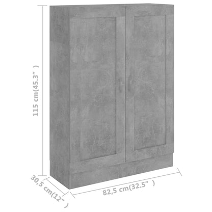 802718 vidaXL Book Cabinet Concrete Grey 82,5x30,5x115 cm Engineered Wood