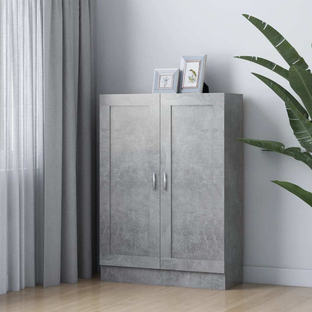 802718 vidaXL Book Cabinet Concrete Grey 82,5x30,5x115 cm Engineered Wood