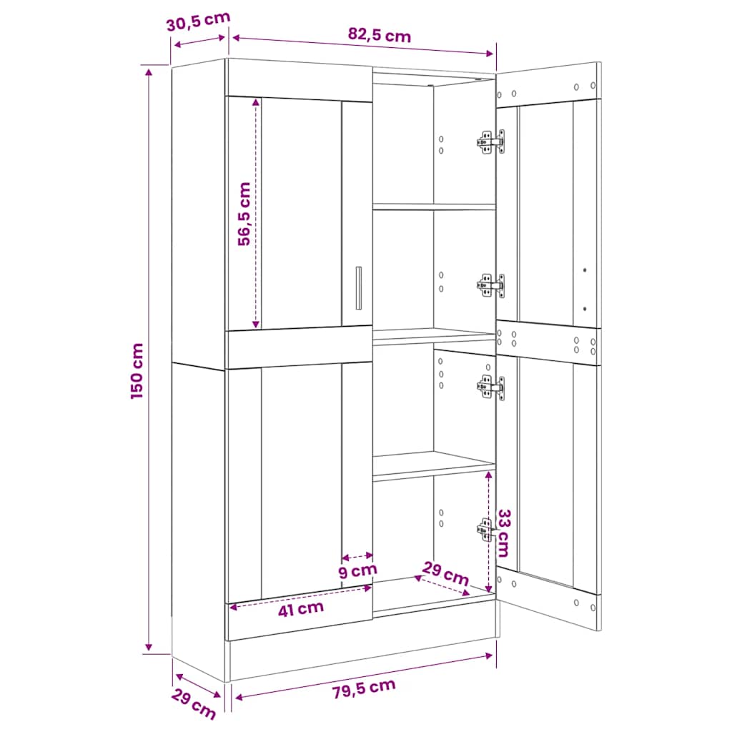 802726 vidaXL Book Cabinet Sonoma Oak 82,5x30,5x150 cm Engineered Wood - Brown