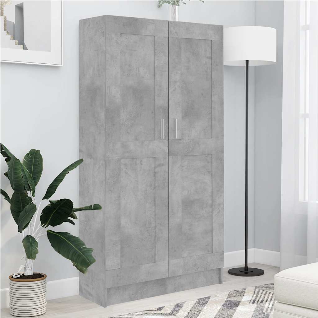802727 vidaXL Book Cabinet Concrete Grey 82,5x30,5x150 cm Engineered Wood
