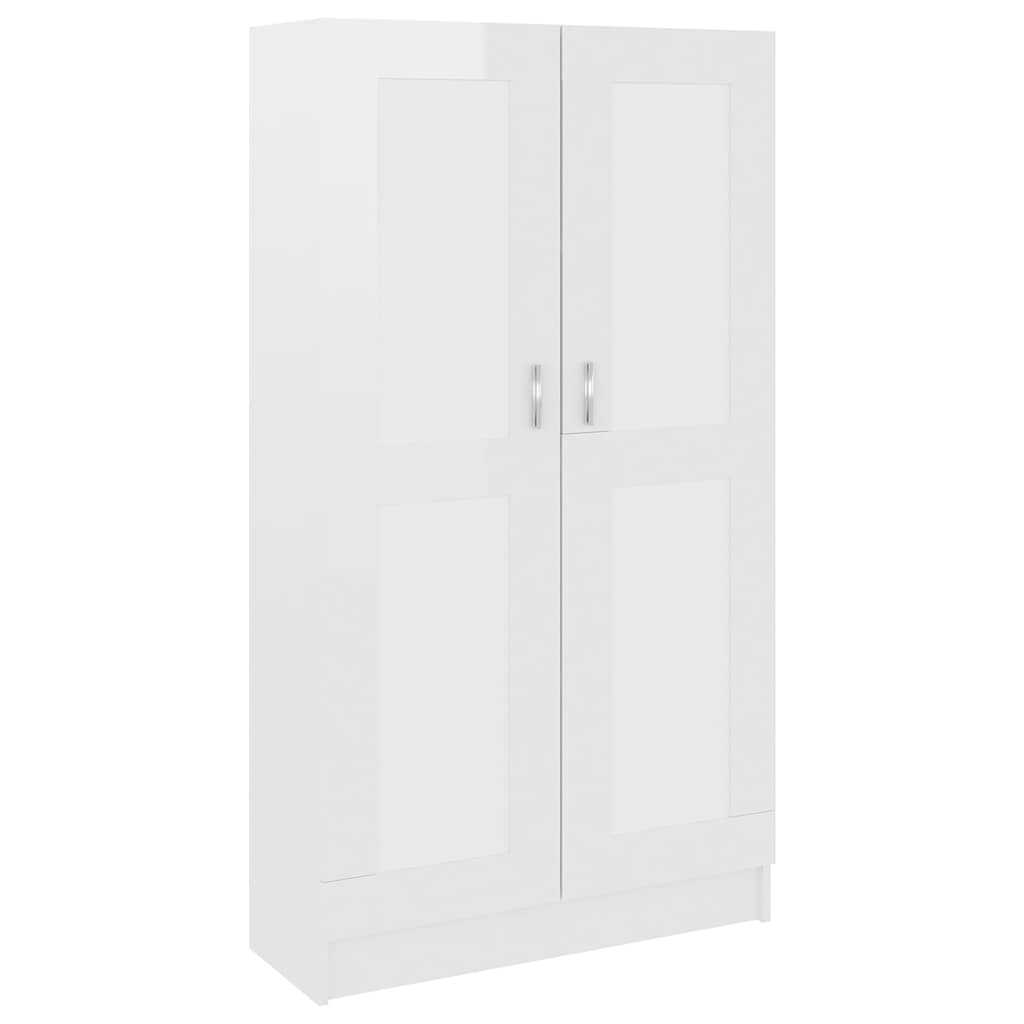 802729 vidaXL Book Cabinet High Gloss White 82,5x30,5x150 cm Engineered Wood