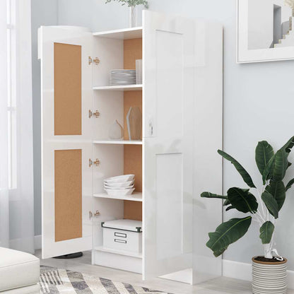 802729 vidaXL Book Cabinet High Gloss White 82,5x30,5x150 cm Engineered Wood