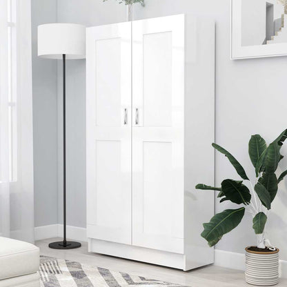 802729 vidaXL Book Cabinet High Gloss White 82,5x30,5x150 cm Engineered Wood