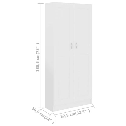 802732 vidaXL Book Cabinet White 82,5x30,5x185,5 cm Engineered Wood