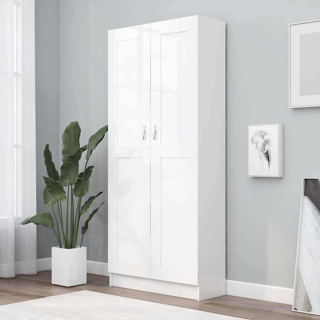802732 vidaXL Book Cabinet White 82,5x30,5x185,5 cm Engineered Wood