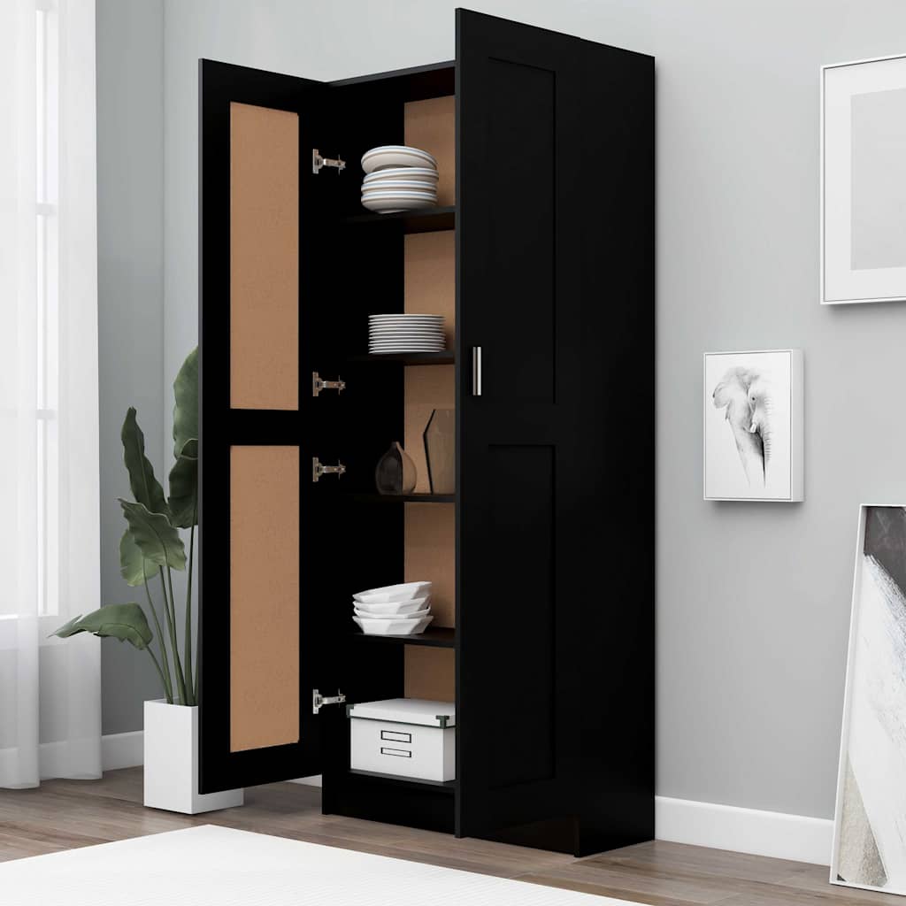 vidaXL Book Cabinet Black 82,5x30,5x185,5 cm Engineered Wood