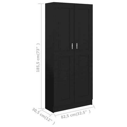 vidaXL Book Cabinet Black 82,5x30,5x185,5 cm Engineered Wood