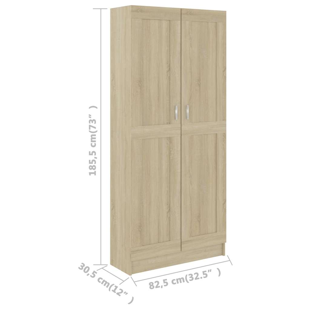 802735 vidaXL Book Cabinet Sonoma Oak 82,5x30,5x185,5 cm Engineered Wood - Brown