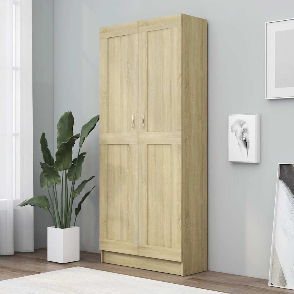 802735 vidaXL Book Cabinet Sonoma Oak 82,5x30,5x185,5 cm Engineered Wood - Brown