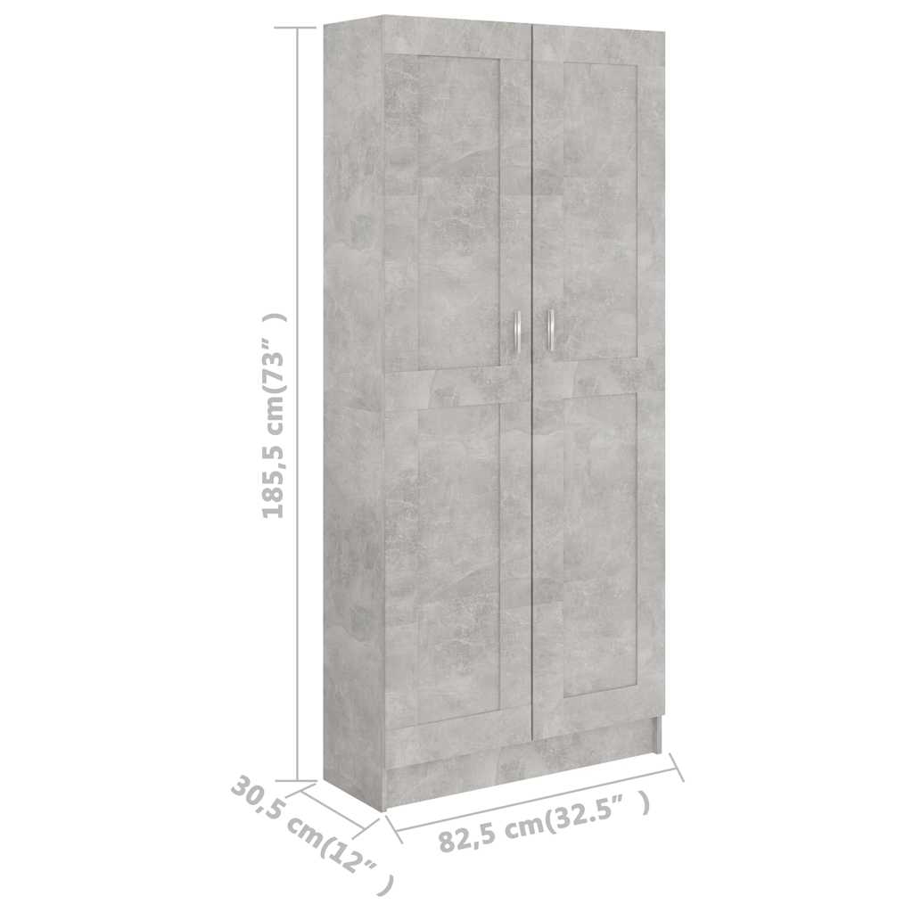 vidaXL Book Cabinet Concrete Grey 82,5x30,5x185,5 cm Engineered Wood