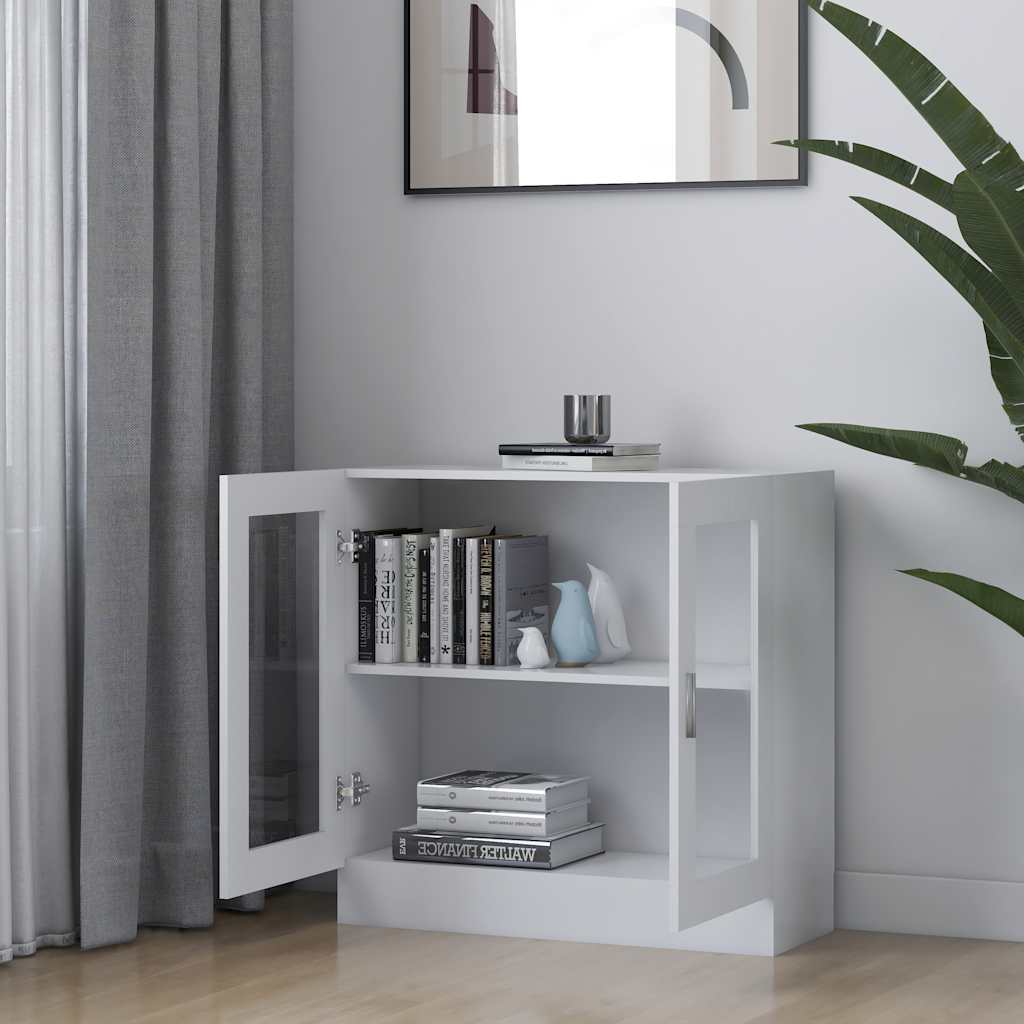 802741 vidaXL Vitrine Cabinet White 82,5x30,5x80 cm Engineered Wood