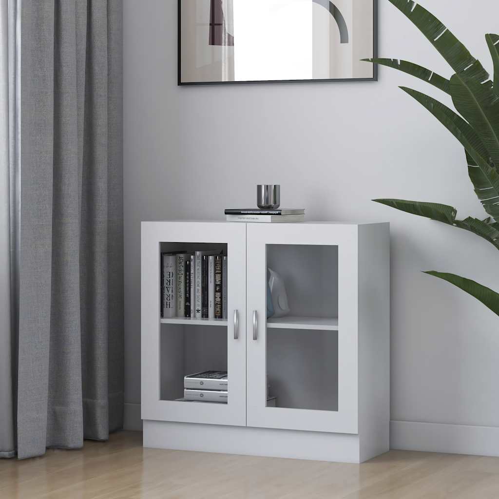 802741 vidaXL Vitrine Cabinet White 82,5x30,5x80 cm Engineered Wood