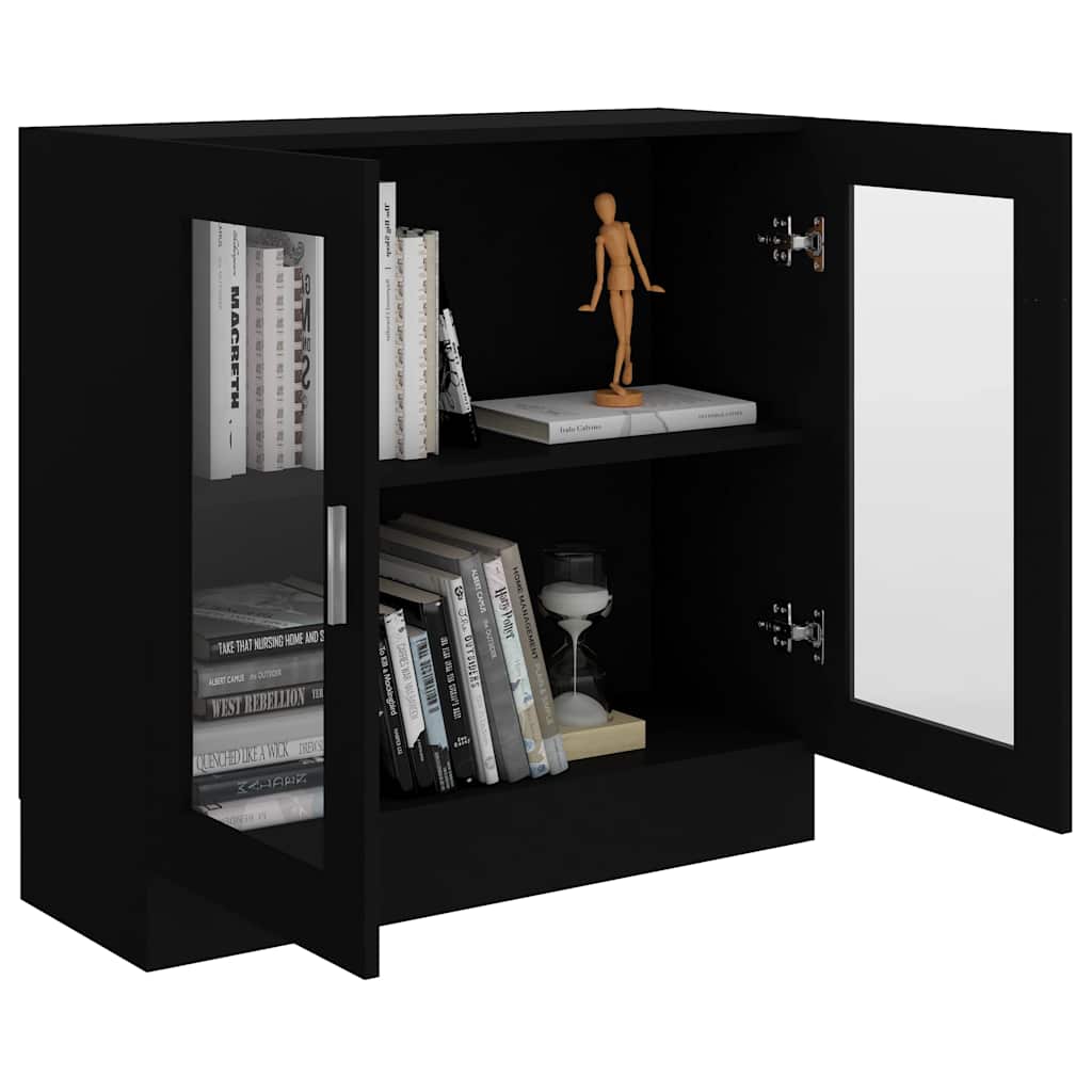 802742 vidaXL Vitrine Cabinet Black 82,5x30,5x80 cm Engineered Wood