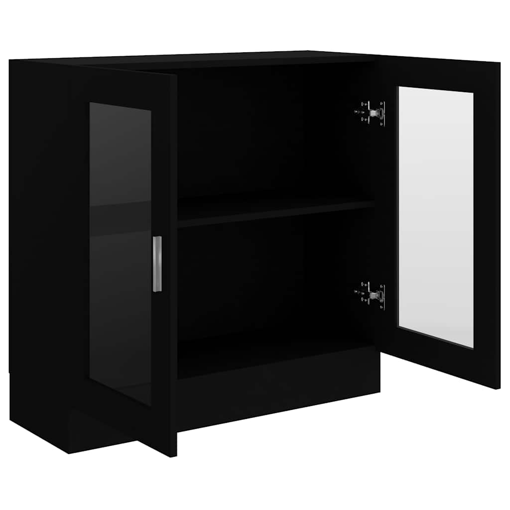 802742 vidaXL Vitrine Cabinet Black 82,5x30,5x80 cm Engineered Wood